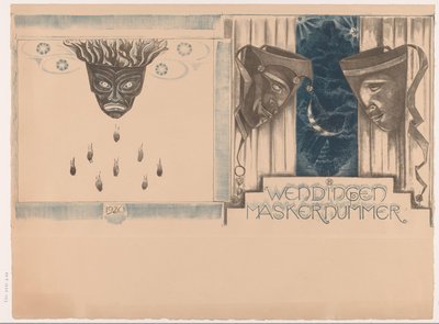 Progetto di copertina per: Wendingen, Numero delle Maschere, 1920 da Richard Nicolaüs Roland Holst