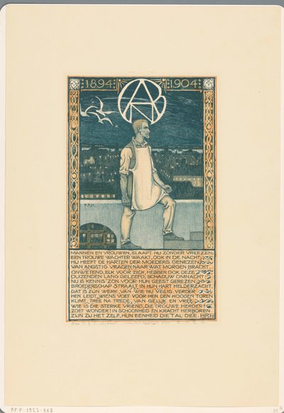 Stampa per il decimo anniversario del Sindacato Generale dei Lavoratori del Diamante dei Paesi Bassi nel 1904 da Richard Nicolaüs Roland Holst