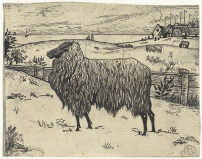 Pecora in un paesaggio costiero da Richard Nicolaüs Roland Holst