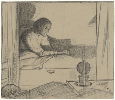 Donna Hogerhuis, seduta a letto (secondo progetto) da Richard Nicolaüs Roland Holst