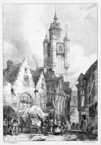 Bergues: La Torre del mercato da Richard Parkes Bonington