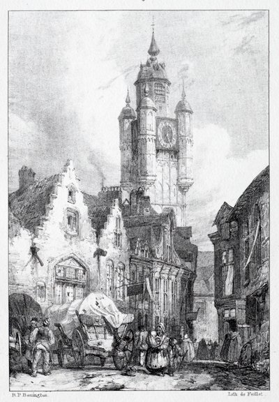 Bergues: La Torre del mercato da Richard Parkes Bonington