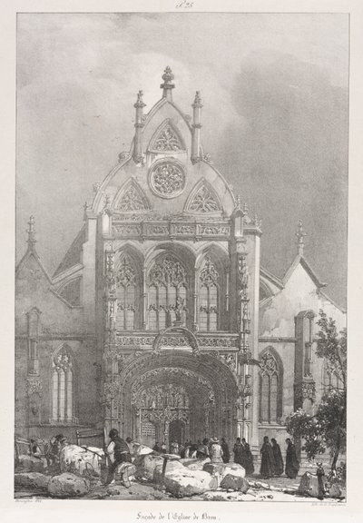 Viaggi Pittoreschi e Romantici nella Vecchia Francia, Franche-Comté: Facciata della Chiesa di Brou da Richard Parkes Bonington