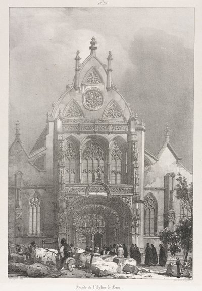 Viaggi pittoreschi e romantici nella vecchia Francia, Franche-Comté: Facciata della Chiesa di Brou, 1825 da Richard Parkes Bonington