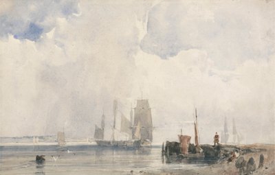 Navi in un Estuario, Probabilmente vicino a Quilleboeuf da Richard Parkes Bonington