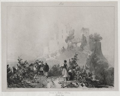 Viaggi pittoreschi e romantici nella vecchia Francia, Franche-Comté: Rovine del castello di Arlay da Richard Parkes Bonington