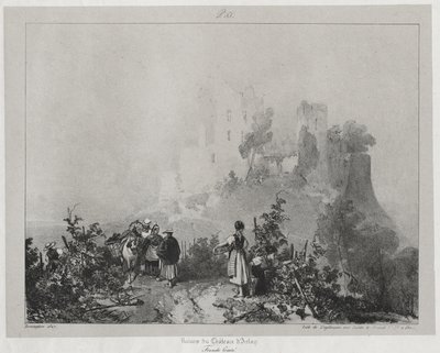 Viaggi pittoreschi e romantici nella vecchia Francia, Franche-Comté: Rovine del castello di Arlay da Richard Parkes Bonington