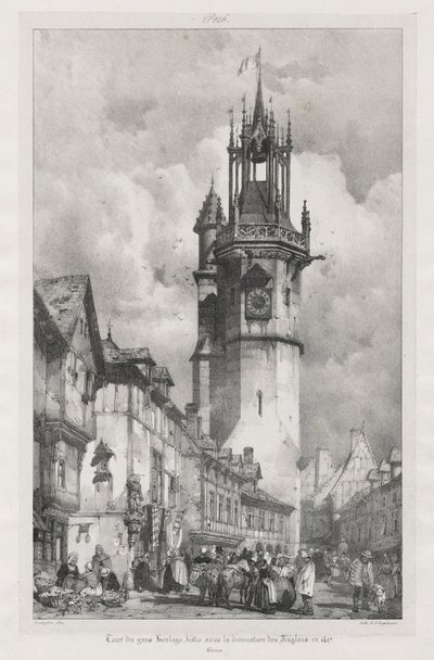 Viaggi pittoreschi e romantici nella vecchia Francia, Normandia: Torre del Gros-Horloge, Evreux da Richard Parkes Bonington