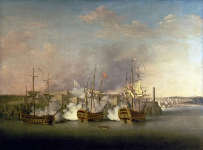 Guerra dei sette anni (1756-1763): Il bombardamento del Castello del Morro (Cuba) il 1 luglio da Richard Paton