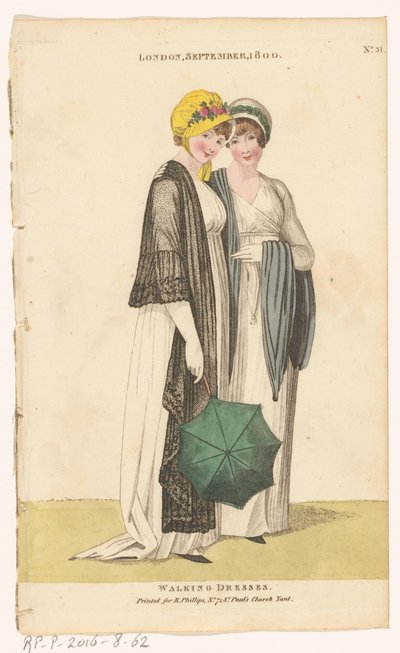 Rivista di moda femminile di Londra e Parigi. N. 31: Londra, settembre 1800: Abiti da passeggio da Richard Phillips