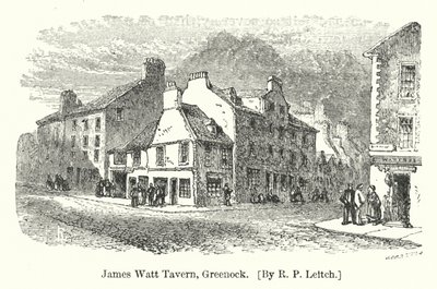 James Watt Tavern, Greenock (incisione) da Richard Principal (after) Leitch