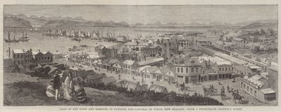 Parte della città e del porto di Dunedin, capitale di Otago, Nuova Zelanda da Richard Principal Leitch