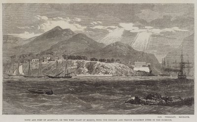 Città e forte di Acapulco, sulla costa occidentale del Messico, con la squadra inglese e francese nel porto da Richard Principal Leitch