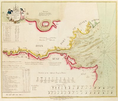 Carta del fiume Tamigi da Londra a Nore, Margate e i Downs, Canali Nord, Medio e Sud, da un rilevamento effettuato nel 1789 e 90 da Richard Stanier