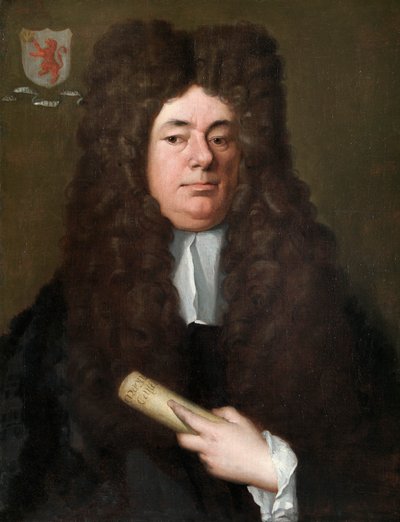 William Petyt con una copia della Magna Carta, c.1690 da Richard Van Bleek