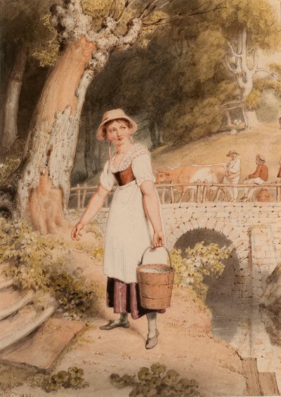 Una ragazza che porta un secchio d
