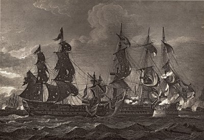 HMS Captain che abborda il San Nicholas e il San Josef da Richard Westall