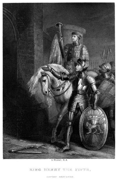 Re Enrico V 1387-1422, prima di Harfleur, XIX secolo da Richard Westall