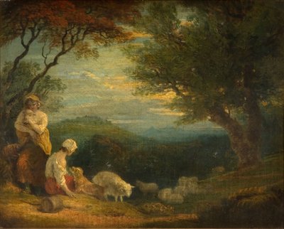 Paesaggio con donne, pecore e cane, 1830 da Richard Westall