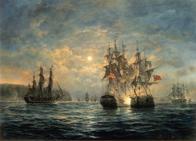 Scontro tra il Bonhomme Richard e il Serapis al largo di Flamborough Head, 1779 da Richard Willis