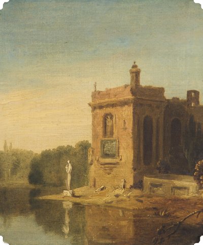 Un lago con un padiglione e una statua, Italia da Richard Wilson