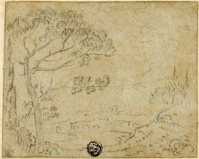 Paesaggio italiano con pino ombrello in primo piano da Richard Wilson