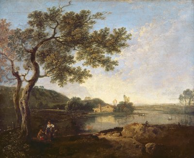 Scena fluviale italiana con figure da Richard Wilson
