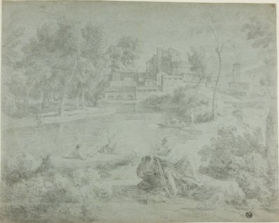 Paesaggio italianeggiante con bagnanti da Richard Wilson
