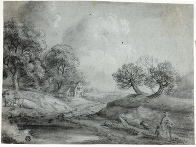 Paesaggio con donna e mucche da Richard Wilson