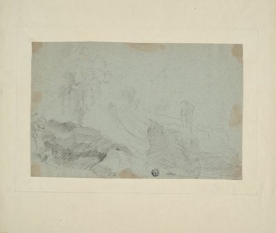 Paesaggio roccioso con figura in piedi da Richard Wilson