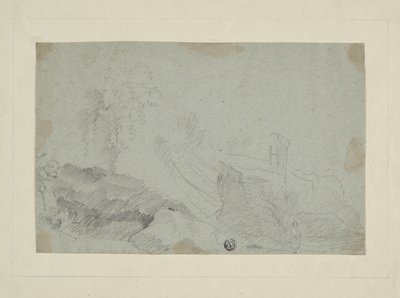 Paesaggio roccioso con figura in piedi da Richard Wilson