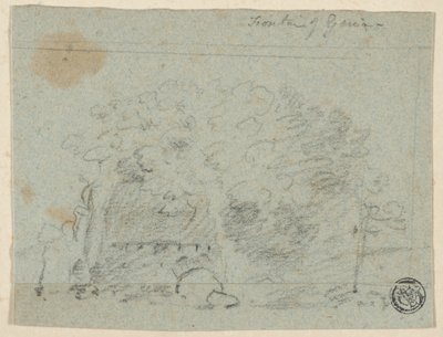 Schizzo di alberi vicino al ponte (recto); schizzo di edificio (verso) da Richard Wilson