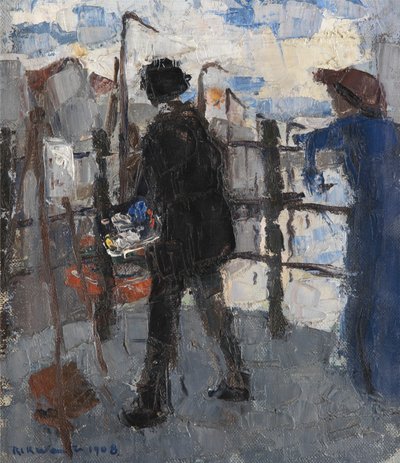 Il pittore sul ponte Hoogbrug a Mechelen da Rik Wouters