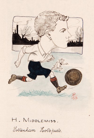 Bert Middlemiss, Tottenham Hotspur, disegno per una serie di carte da sigaretta, 1907 da Rip