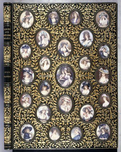 Copertina di un libro con venticinque miniature di ritratti di belle donne, dopo 
