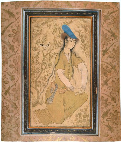 Ragazza con cappello di pelliccia, 1602 da Riza i Abbasi