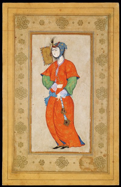 Giovane donna con ventaglio da Riza i Abbasi