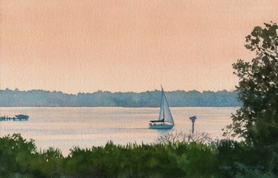 Sailing Home, 2008 (acquerello su carta) da Rob Wood