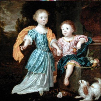 Ritratto di una giovane ragazza e un ragazzo, detti essere i figli di Sir William Reynolds Lloyd da Robert (attr. to) Byng or Bing