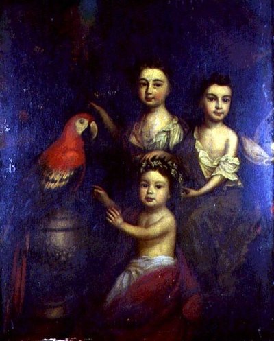 Ritratto di Tre Bambini con un Ara da Robert (circle of) Byng or Bing