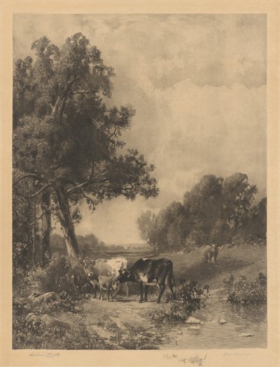 Senza titolo (Mucche e vitelli presso un ruscello) da Robert A. Eichelberger