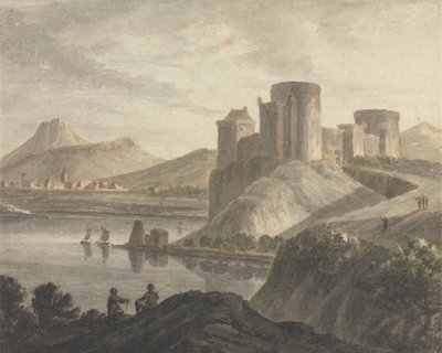 Castello con figure in un paesaggio classico da Robert Adam