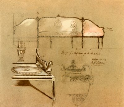 Progetto per un divano, 1777, 1946 da Robert Adam