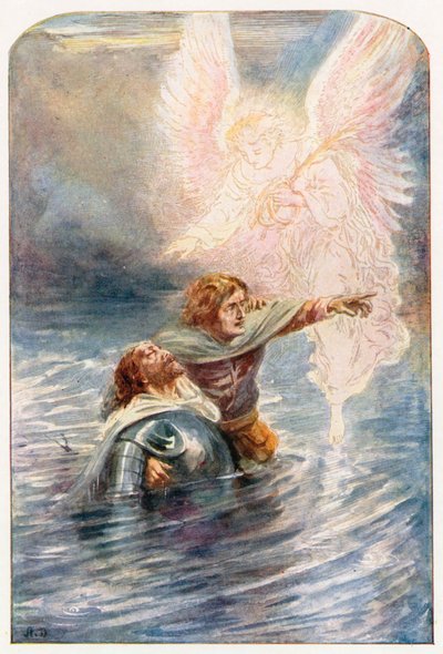 Christian e Hopeful attraversano il fiume (litografia a colori) da Robert Ambrose (after) Dudley