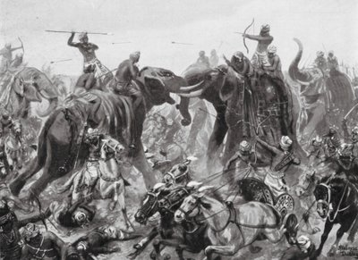 La Sconfitta di Pulikesin II Chalukhya da Mahamalla Pallava a Badami, 642 d.C. da Robert Ambrose Dudley