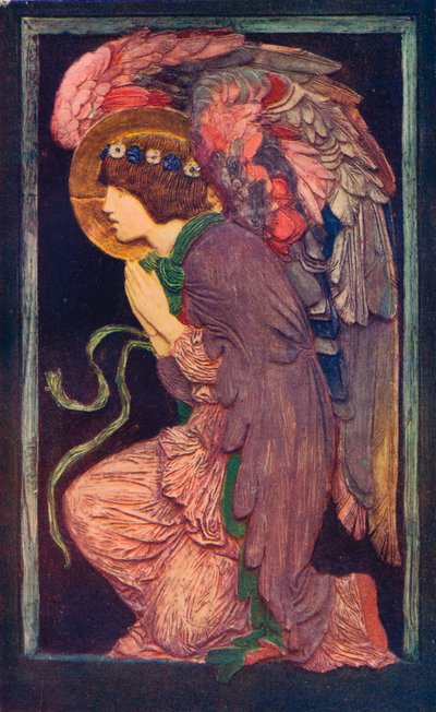 Un angelo adorante, un rilievo in gesso colorato di Robert Anning Bell, c1901 1901-1902 da Robert Anning Bell