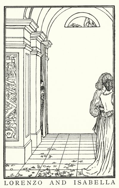 Illustrazione per Poems di John Keats: Isabella o Il vaso di basilico da Robert Anning Bell