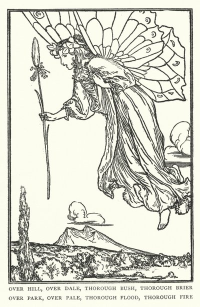 Su colline, su valli, attraverso cespugli, attraverso rovi, su parchi, su recinti, attraverso inondazioni, attraverso fuoco da Robert Anning Bell
