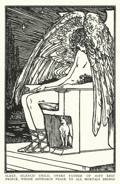 Dormi, figlio del silenzio, dolce padre del riposo morbido, Principe, il cui arrivo porta pace a tutti i mortali da Robert Anning Bell