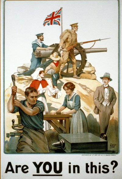 Manifesto britannico della Prima Guerra Mondiale da Robert Baden Powell